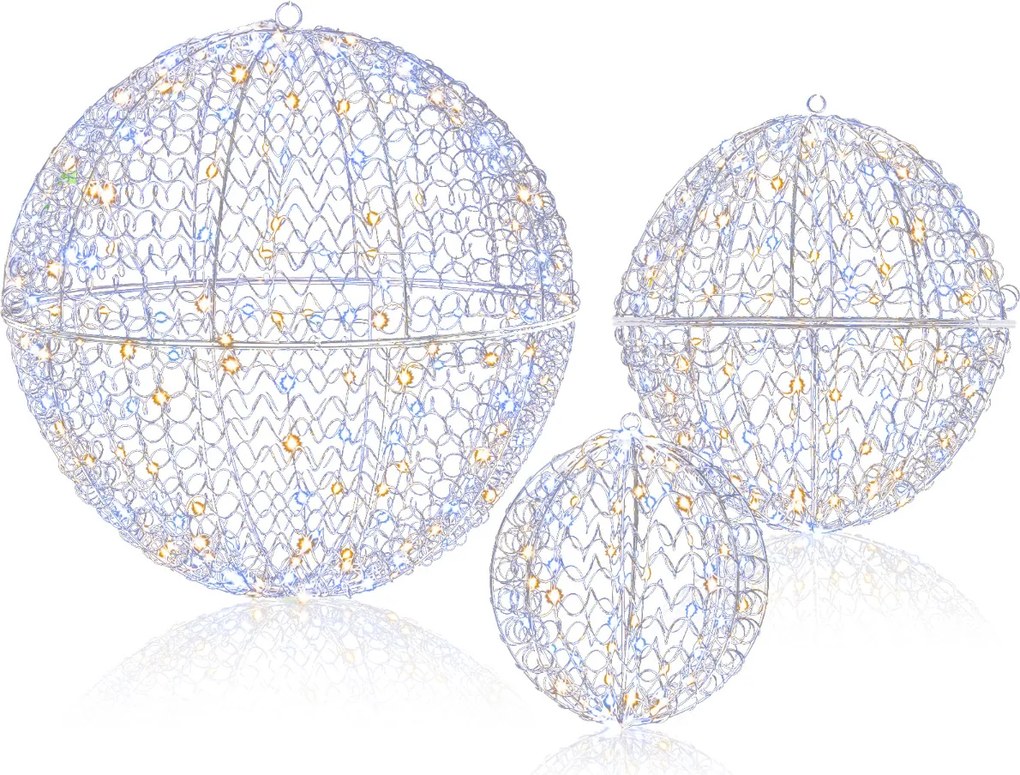 Conjunto de 3 esferas LED natal com 8 modos e 3 cores de luz para pendurar
