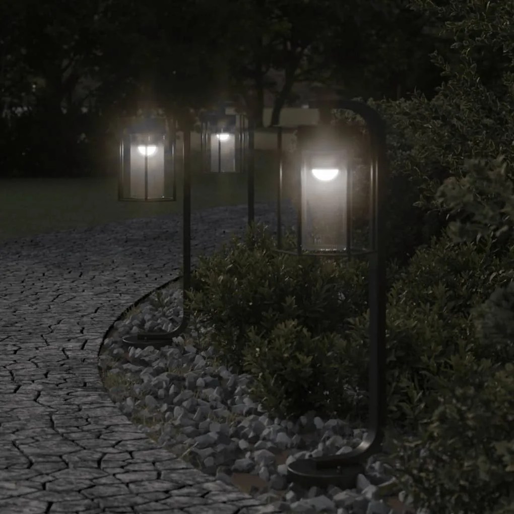 vidaXL Candeeiro de chão para exterior 60 cm aço inoxidável preto