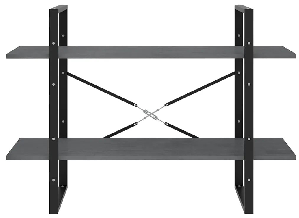 Estante com 2 prateleiras 100x30x70 cm pinho maciço cinzento