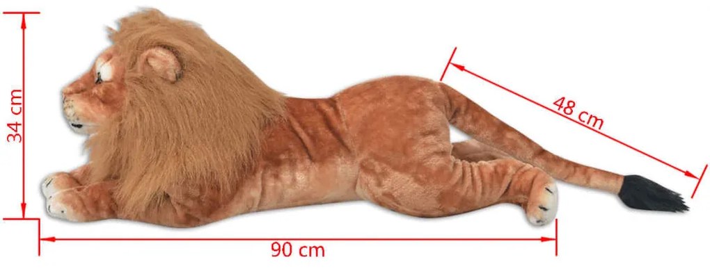 Leão de peluche, castanho, XXL