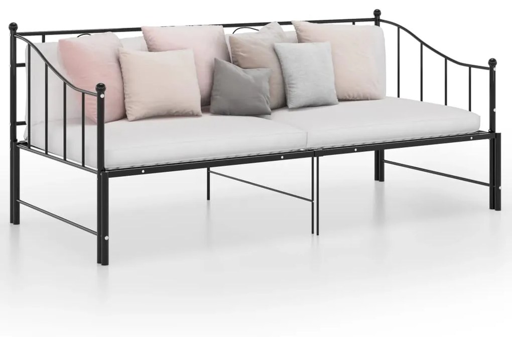 vidaXL Estrutura sofá-cama de puxar 90x200 cm metal preto