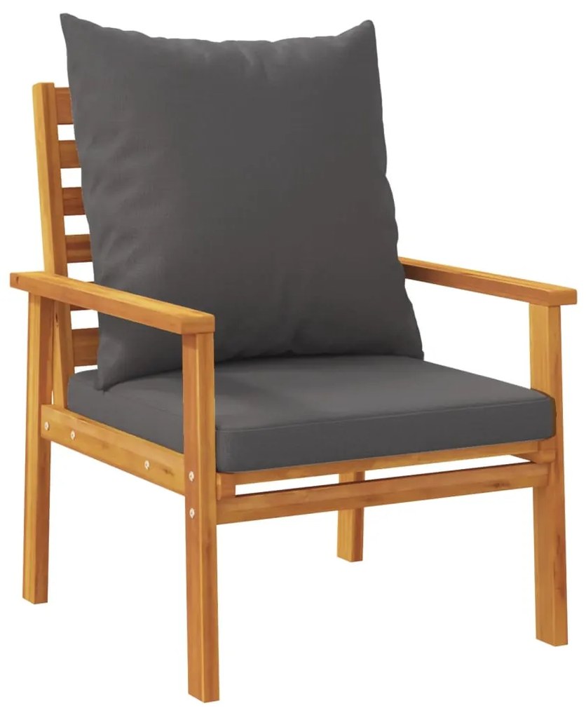 3 pcs conjunto lounge de jardim c/ almofadões acácia maciça