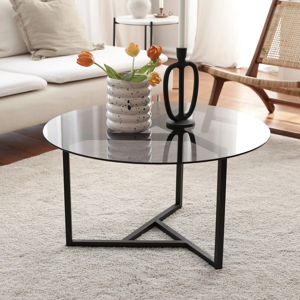 Mesa de Centro Trio Sehpa – Preto Fumê – 75x42x75 cm