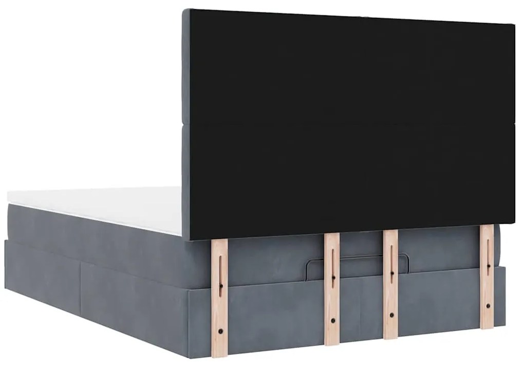 Estrutura cama otomana com colchões 140x190cm cinzento escuro