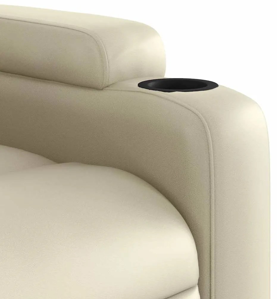 Poltrona reclinável de massagens couro artificial cor creme
