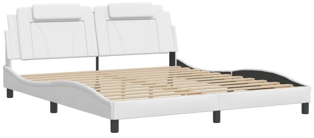 Estrutura cama c/ cabeceira 180x200 cm couro artificial branco