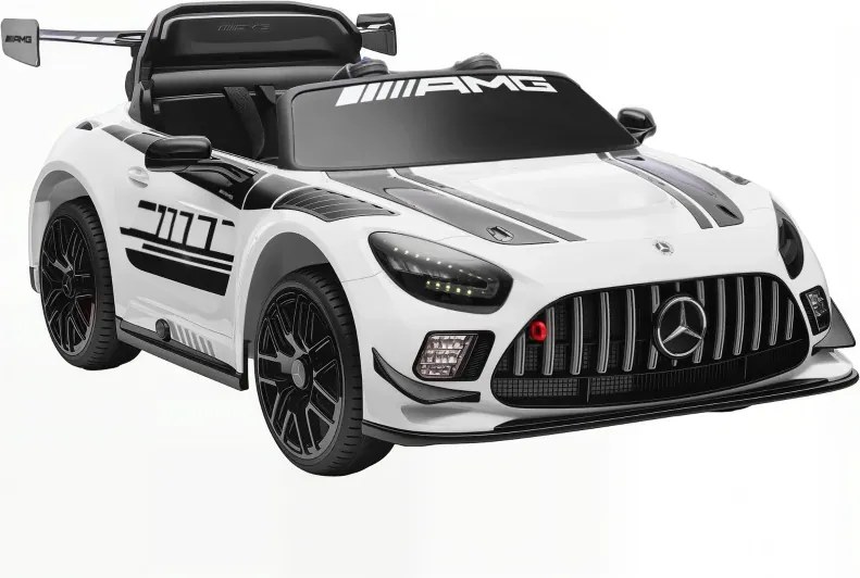 Carro Elétrico para Crianças Mercedes-AMG GT3 Evo12V com Controlo Remoto 2,4G e Motor Duplo 115x66x44 cm Branco
