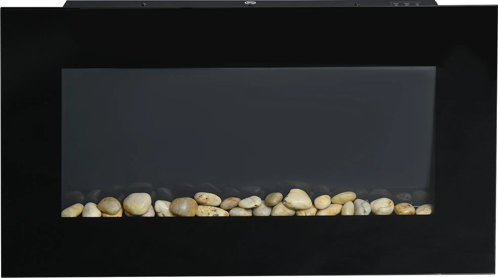 Lareira elétrica de parede 1000/2000 W 72,5 x 11,5 x 40 cm, lareira decorativa com efeito de chama em 7 cores ajustáveis, , preta