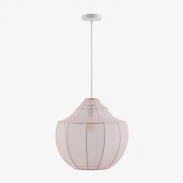 Lâmpada De Teto Suspensa Em Metal E Tecido Adaya Rosa Algodão Doce - Sklum