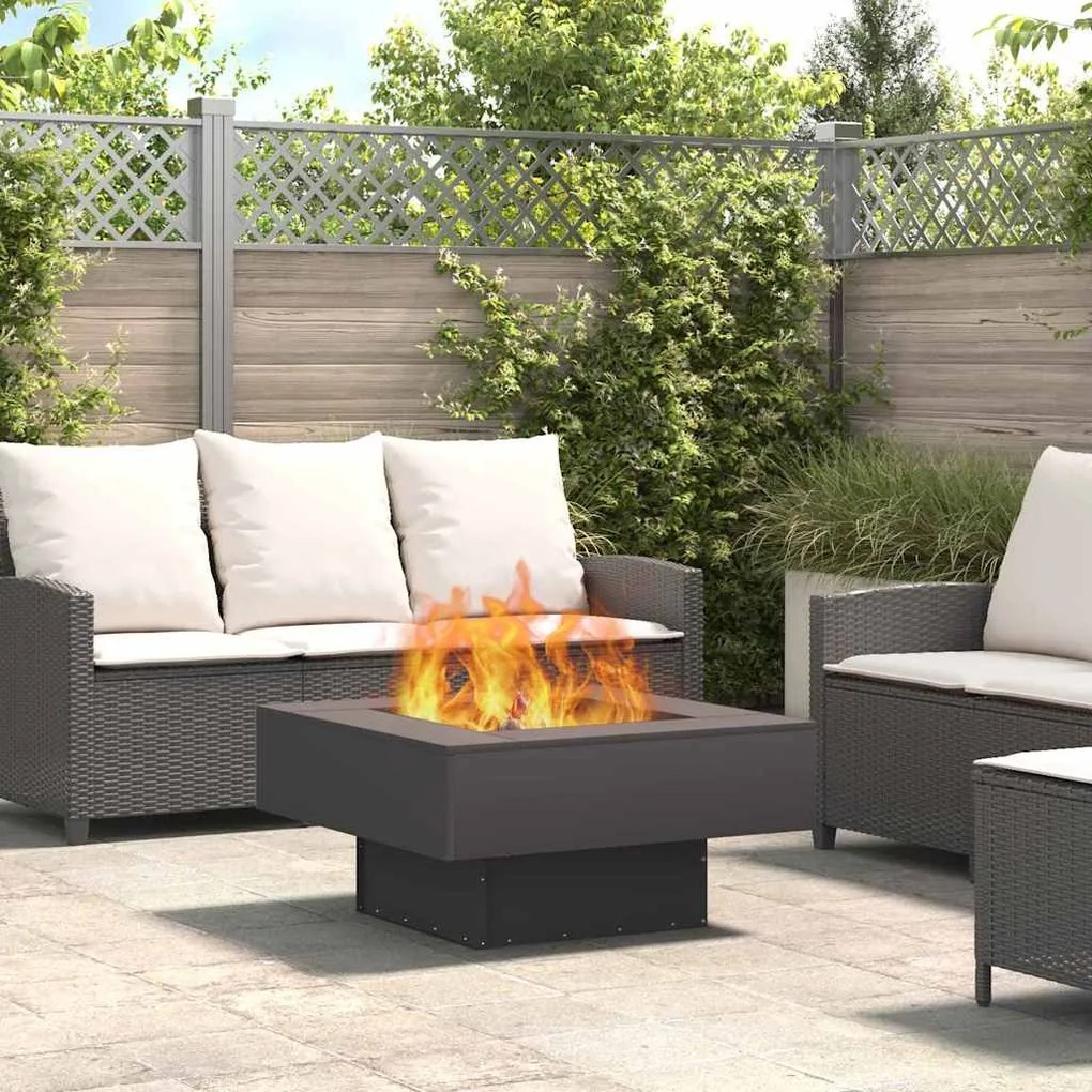 vidaXL Fire Pit Preto 80 x 80 x 40 cm Aço laminado a frio