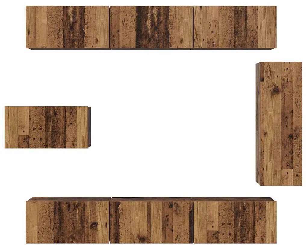 Conjunto de móvel de TV 8 pcs Madeira antiga 30.5 x 30 x 90 cm