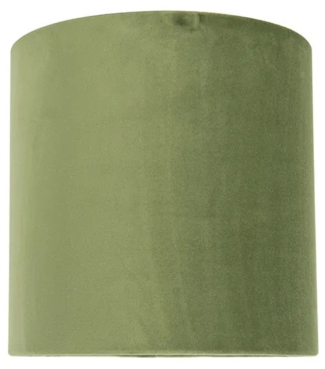Abajur de veludo verde 20/20/20 com interior dourado