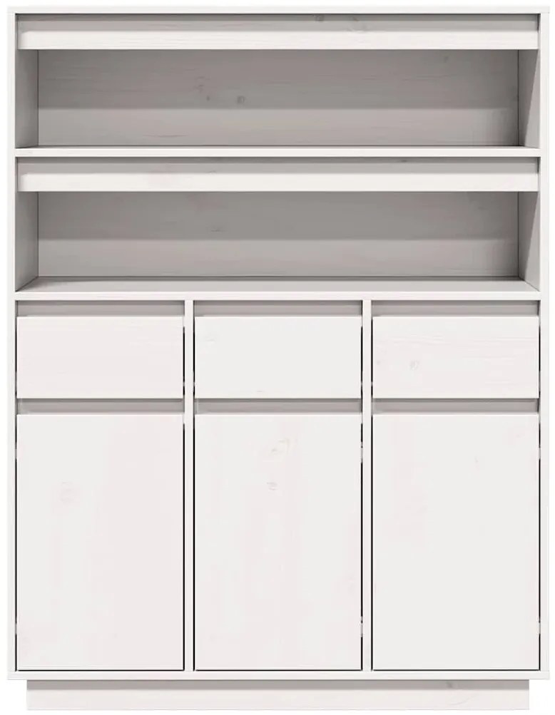 Aparador alto 89x34x116,5 cm madeira de pinho maciça branco
