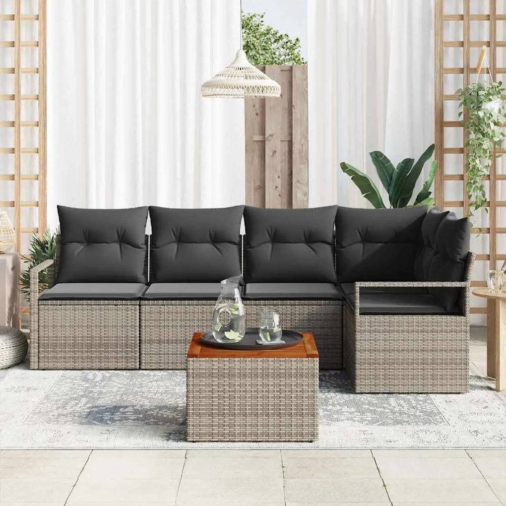 Conjunto de Sofá de Jardim 6 pcs Cinzeto Grande