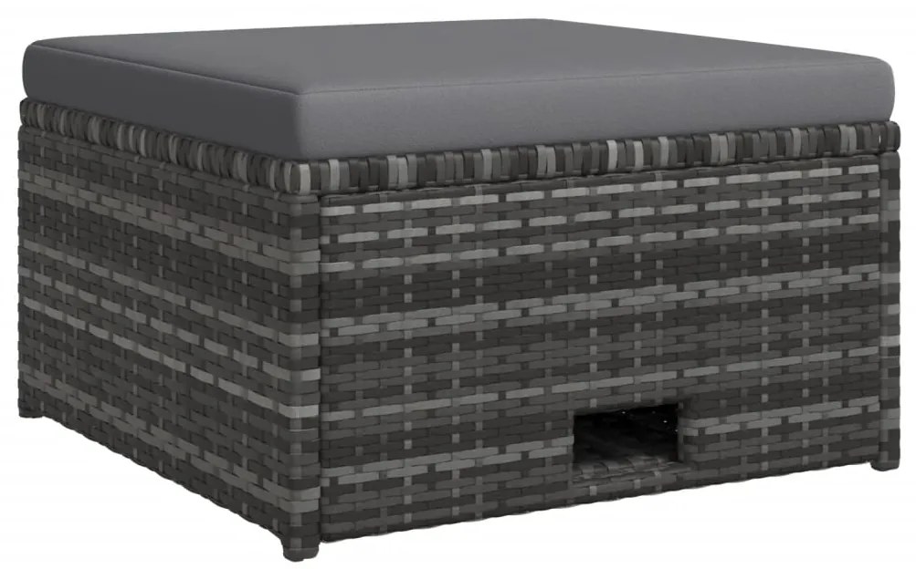 4 pcs conjunto lounge de jardim c/ almofadões vime PE cinzento