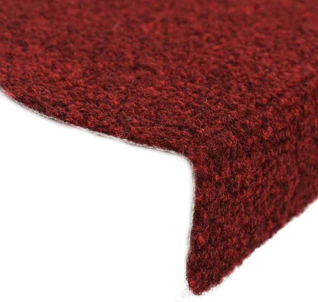 Tapetes de escada autoadesivos 30 pcs 65x21x4 cm vermelho