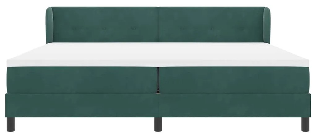 Cama Box Spring com Colchão verde escuro 200x200 cm Veludo