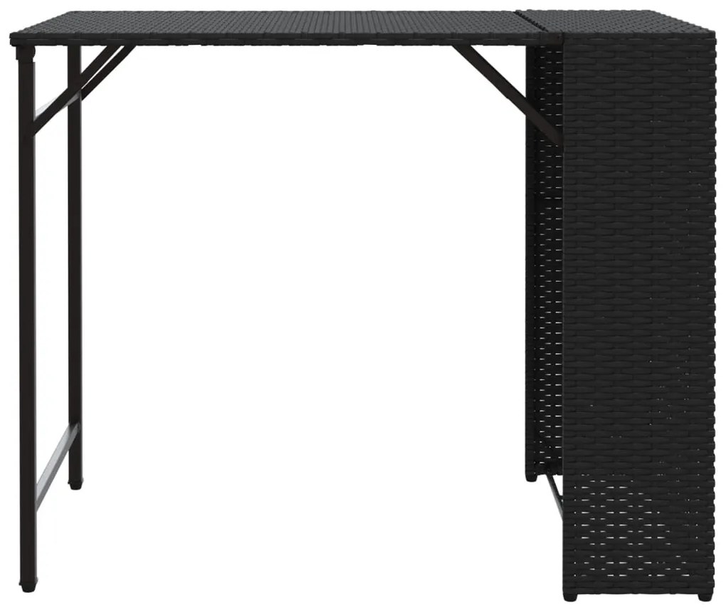 5 pcs conjunto de jantar para jardim dobrável vime PE preto