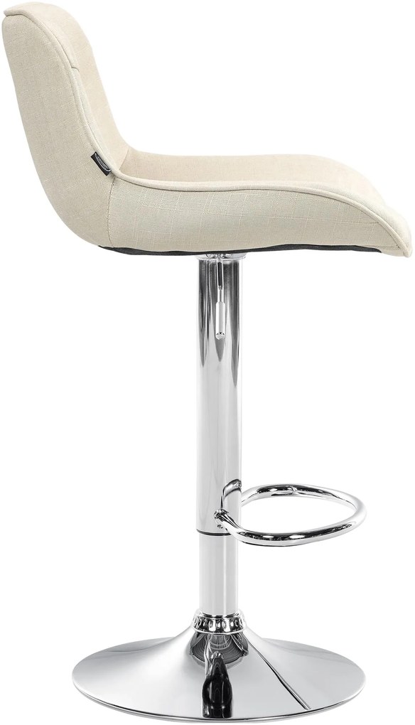 Banco alto em tecido com estrutura prateada 85-106 x 49 x 51 cm cor creme