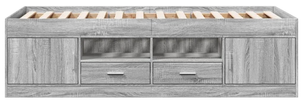 Sofá-cama com gavetas sem colchão 100x200 cm cinzento sonoma