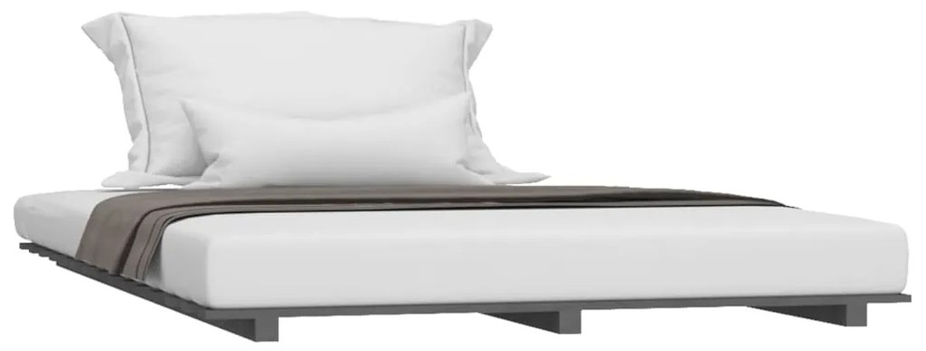 Estrutura de cama 120x200 cm madeira de pinho maciça cinzento