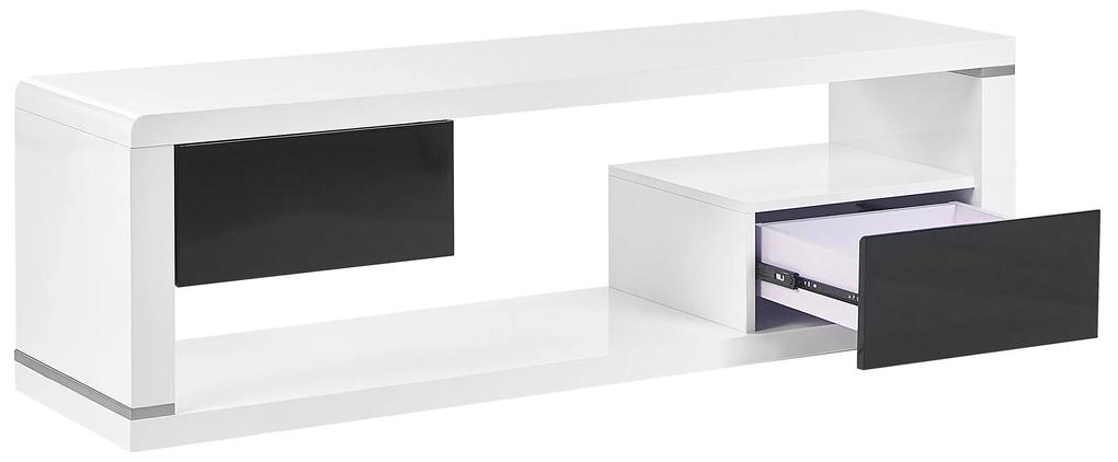 Móvel de TV com 2 gavetas branco e preto SPOKAN Beliani