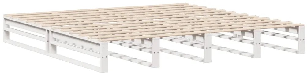 Cama com estante sem colchão 200x200 cm madeira maciça branco