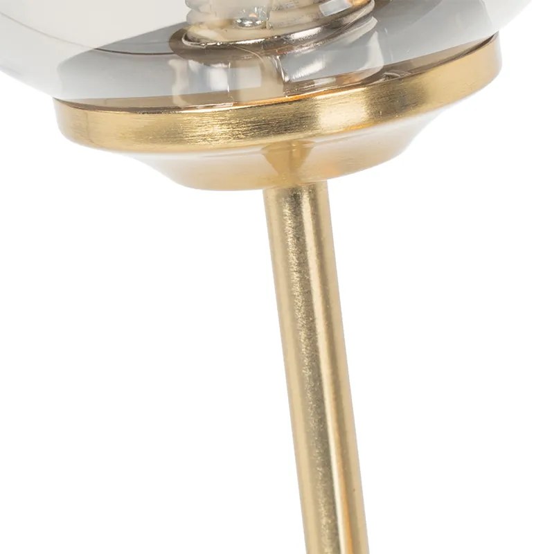 Candeeiro de mesa moderno dourado 2 luzes com vidro fumê - Athens