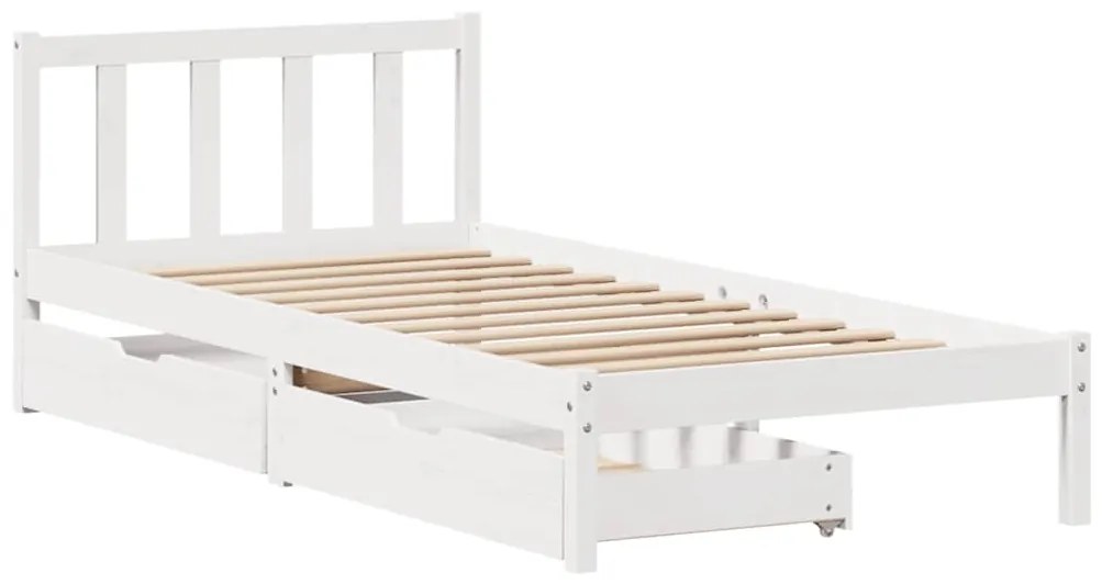 Cama sem colchão 100x200 cm madeira de pinho maciça branco