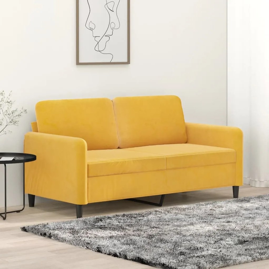 vidaXL Sofá de 2 lugares veludo 140 cm amarelo