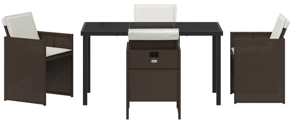 Conjunto de Jantar de 5 Peças com Almofadas Rattan Poliéster Castanho