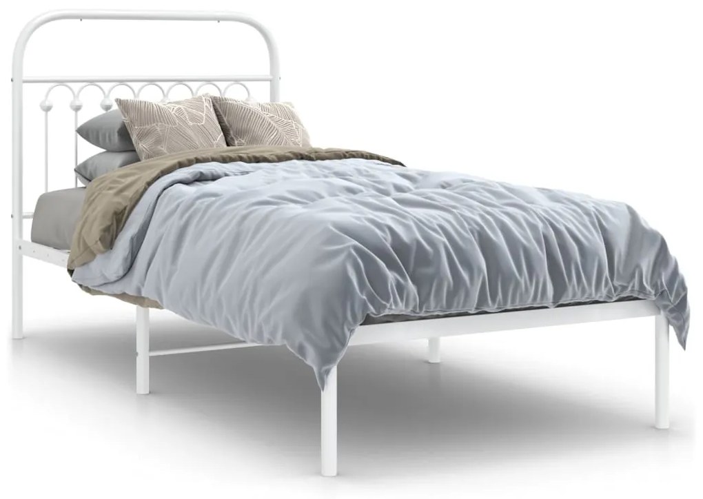 Estrutura de cama com cabeceira 90x200 cm metal branco