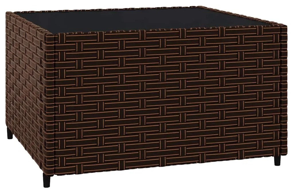 3 pcs conjunto lounge jardim c/ almofadões vime PE castanho