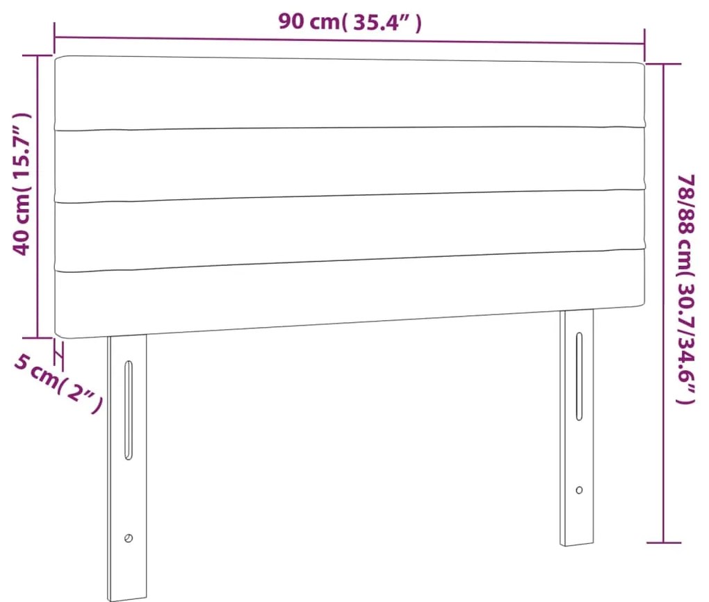Cabeceira de cama c/ luzes LED tecido 90x5x78/88 cm cor creme