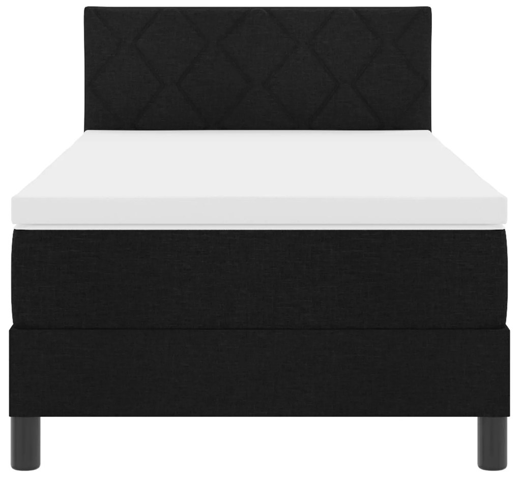 Cama Box Spring com Colchão & LED Preto 90x200 cm Tecido