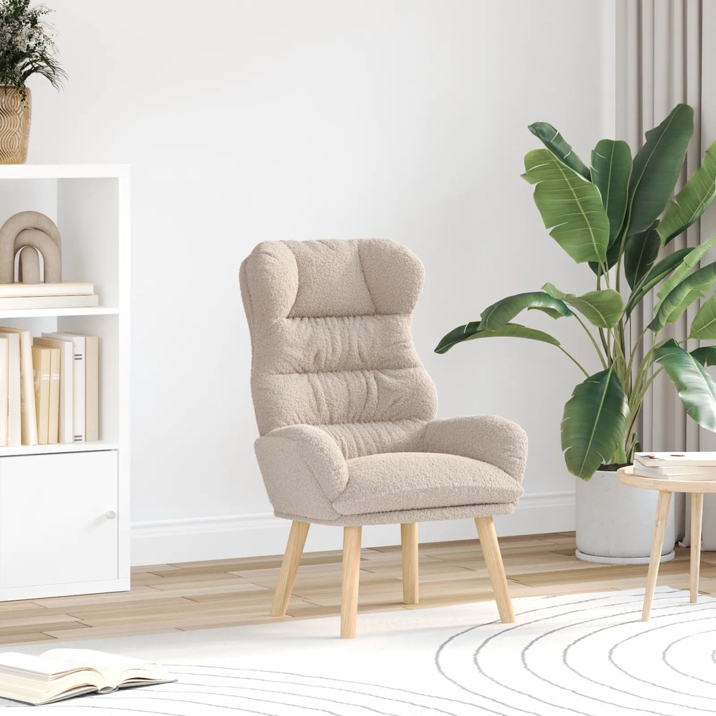 Poltrona Relaxante vidaXL Cinza Claro em Tecido Tipo Lã