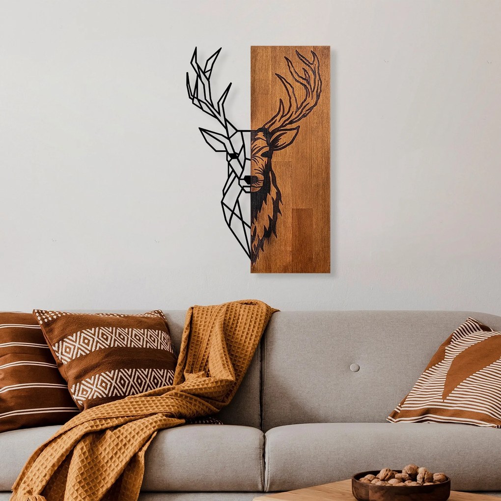 Acessório Decorativo de Parede Ma-393 – Nogueira e Preto – 33 x 58 cm