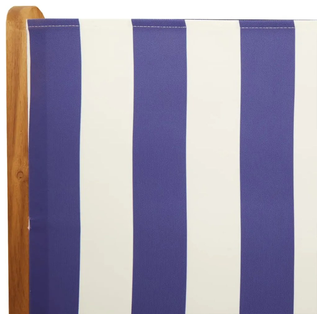 7pcs conjunto jantar jardim tecido/madeira maciça azul e branco