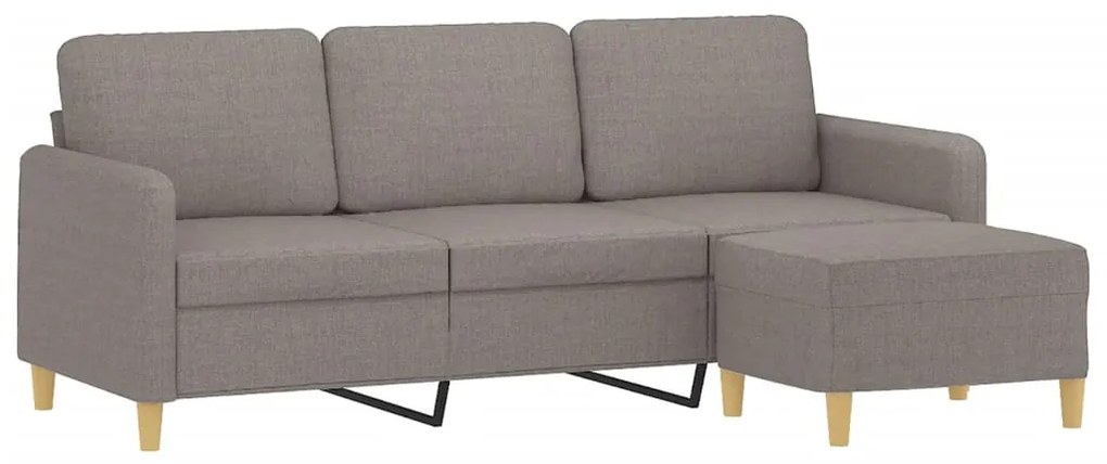 Sofá 3 lugares com apoio de pés 180 cm tecido cinza-acastanhado