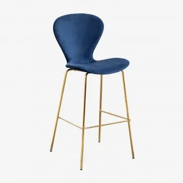 Pacote Com 4 Bancos Altos Uit ↑75 Cm & Dourado & Velluto Azul & Terciopelo - Sklum