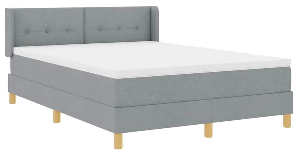 Cama Box com Colchão Cinza Claro, 140 x 200cm, Tecido