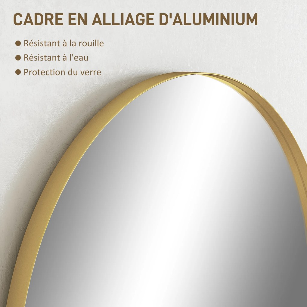 Espelho de parede arqueado com moldura em liga de alumínio 60 × 90 cm, dourado