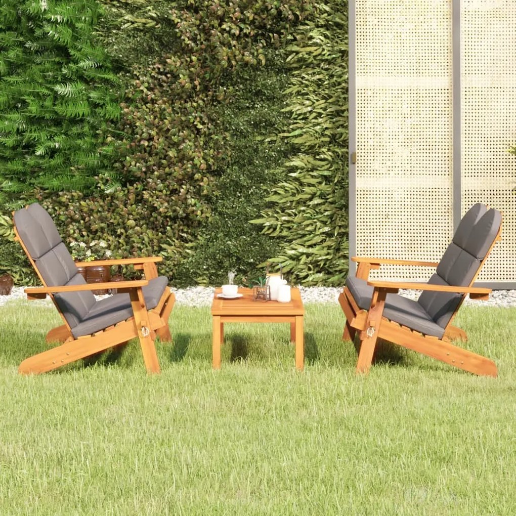 3 pcs conjunto lounge de jardim Adirondack acácia maciça