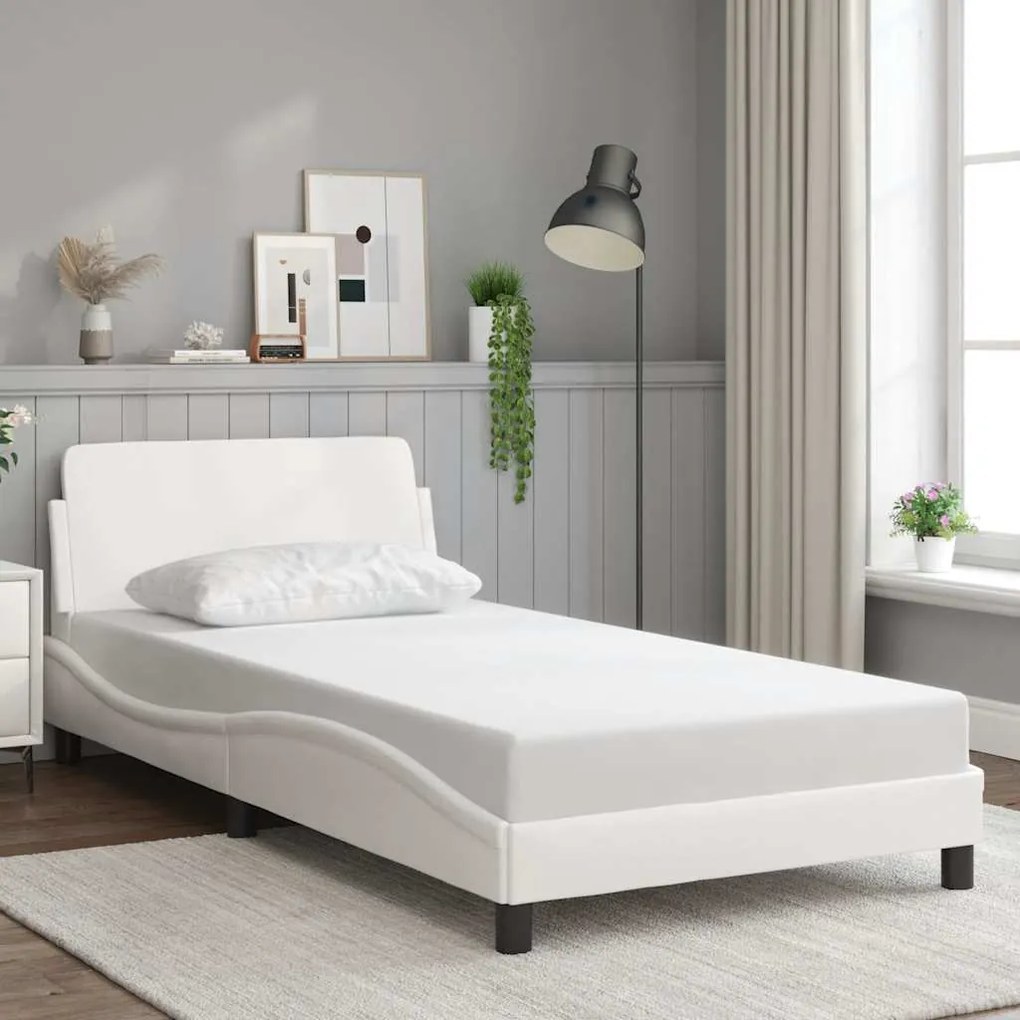 vidaXL Estrutura de cama Dover 100x203cm couro artificial branco