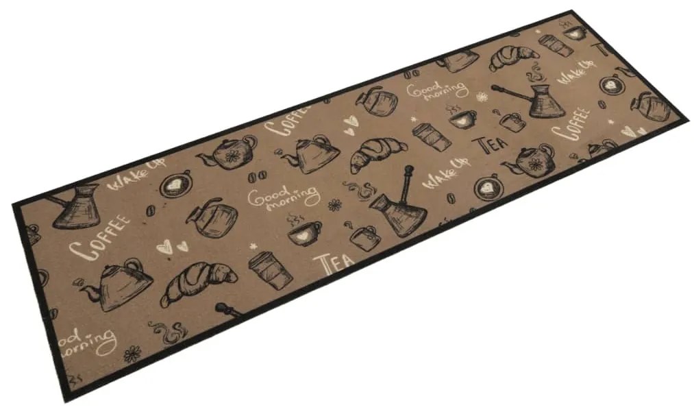 vidaXL Tapete cozinha lavável 45x150 cm veludo padrão morning castanho