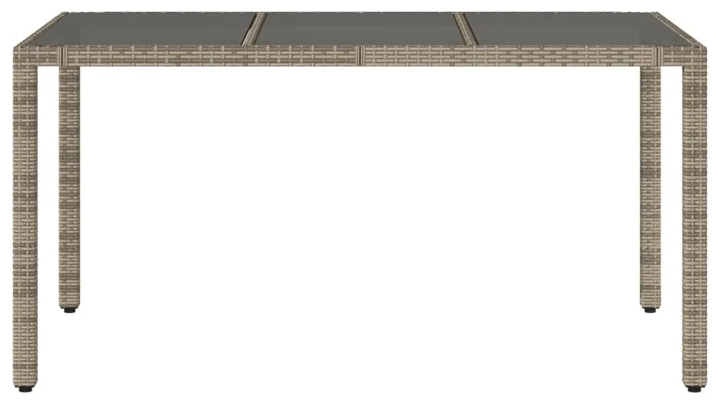 Mesa de jardim com tampo de vidro 150x90x75 cm vime PE cinzento