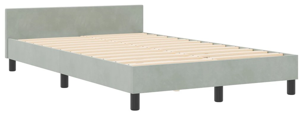 Cama vidaXL Cinza Claro 120x190 cm Veludo