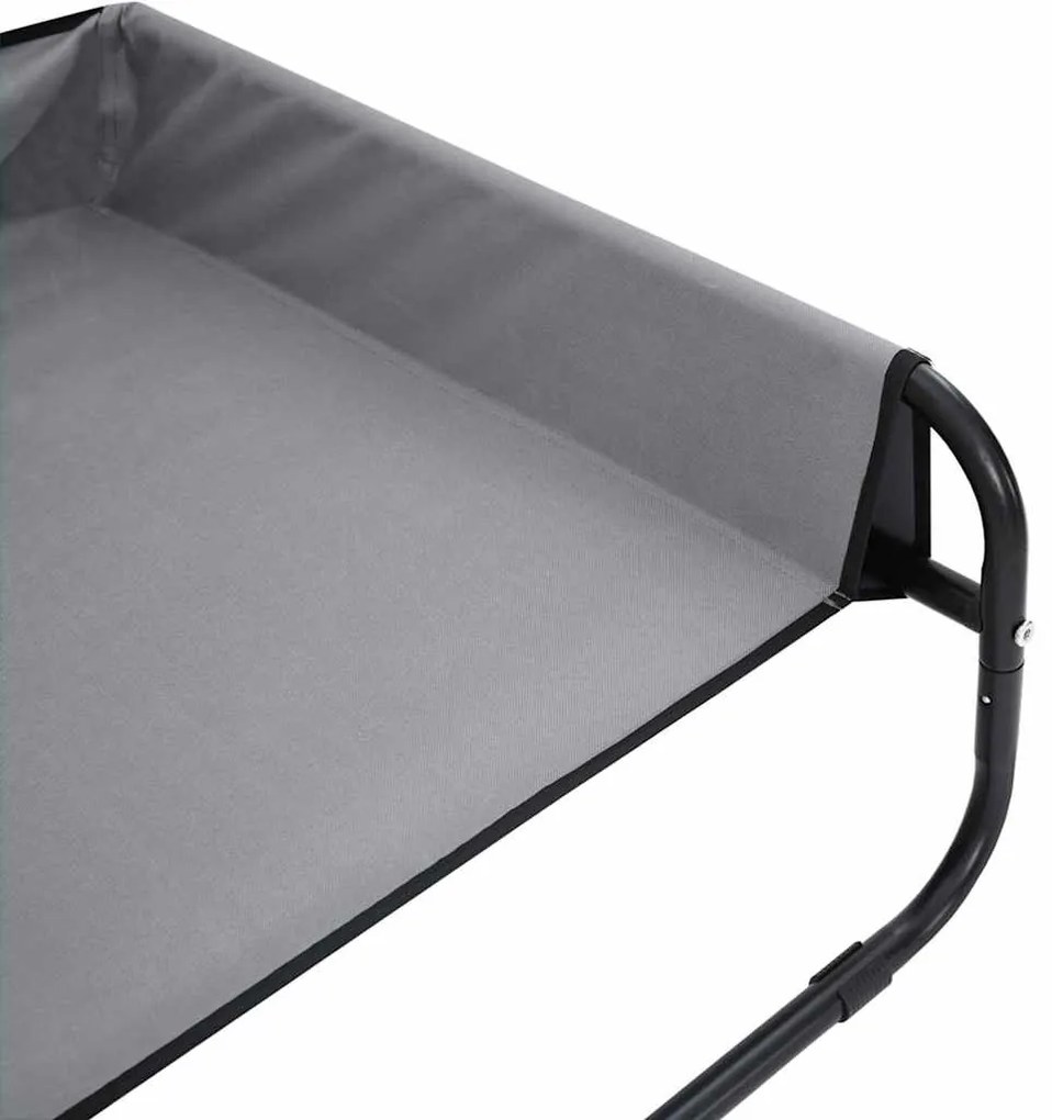 Cama Elevada para Cães Cinza Claro M em Tecido Oxford e Aço