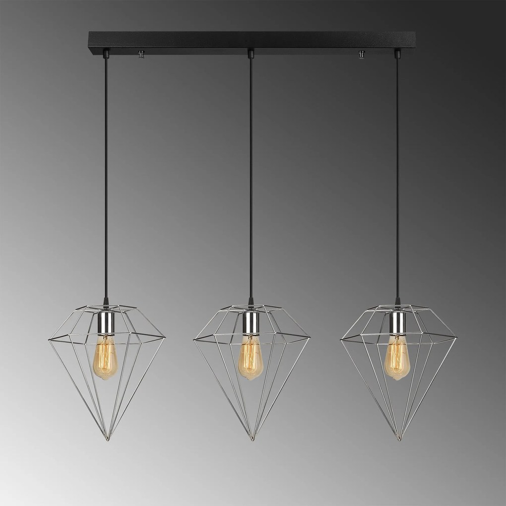 Candeeiro de Teto Elmas – Cromado – 100 x 30 cm