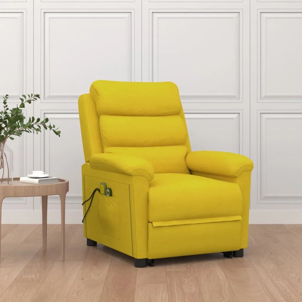 vidaXL Poltrona de massagens elevatória veludo amarelo